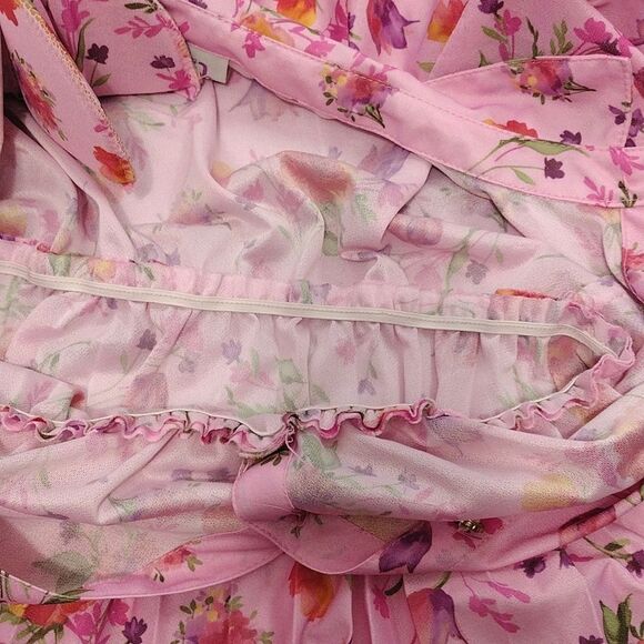 VTG 80s Pink Floral Short Sleeve Buttoned Midi Dress Size 20P *Fits like Large - Picture 13 of 16